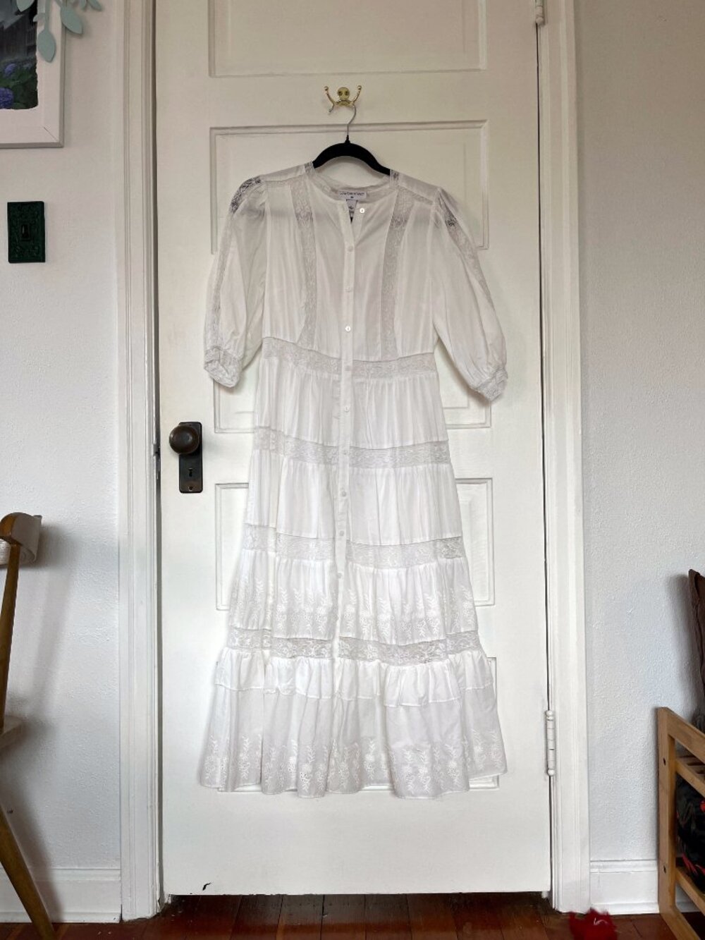 LoveShackFancy x Target White Lace Maxi Button Up Dress, 4